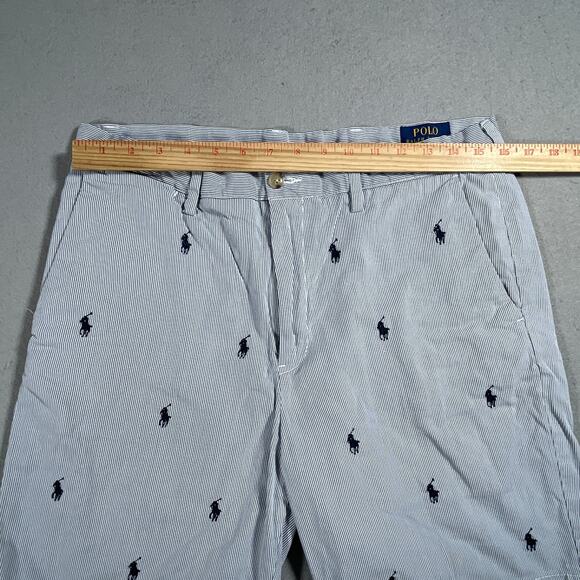 Polo Ralph Lauren‎ Shorts Men 32 Blue Pinstripe All-Over Pony Embroidered Preppy - Picture 3 of 12